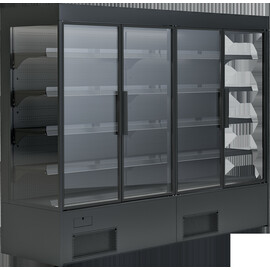 Wandkühlregal VARIANT 257 schwarz mit Drehtüren Produktbild