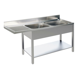 Spülcenter 2 Becken | Abtropffläche links | glatt L 1600 mm T 700 mm H 850 mm Produktbild