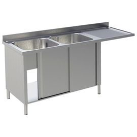 Spülcenter mit Unterschrank Becken links | 2 Becken L 1600 mm T 700 mm H 850 mm Produktbild
