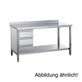 Arbeitstisch | 3-er Schubladenblock | 600 mm x 600 mm H 850 mm | montiert Produktbild