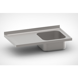 Spültischabdeckung 1200 mm x 600 mm | 1 Becken 500 x 400 x 250 mm | Abtropffläche links Produktbild