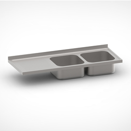 Spültischabdeckung 1400 mm x 600 mm | 2 Becken | Abtropffläche links Produktbild