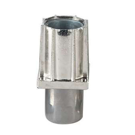 Einschlagfuß für Vierkantrohr 40 x 40 mm | Zamak vernickelt H 39 - 67 mm | Edelstahl-Drehstück Produktbild