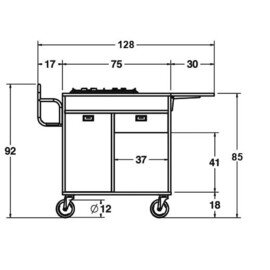 Flambierwagen Gas mit 1 Brenner, aus Holz, Farbe: Wenge Produktbild 1 S