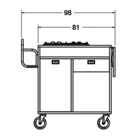 Flambierwagen Gas mit 2 Brennern, aus Holz, Farbe: Wenge Produktbild 2 S