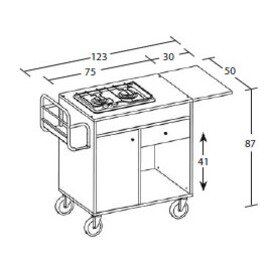 Flambierwagen Gas mit Doppel-Brenner, aus Holz, Farbe: Kirsche Produktbild 1 S