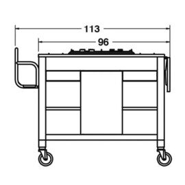 Flambierwagen Gas mit 2 Brennern, Massivholzrahmen, Farbe: Wenge Produktbild 3 S