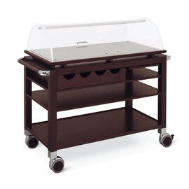 Servierwagen eichenbraun  | 3 Borde 1050 x 550 mm mit Haube mit Besteckablage Oberplatte mit Wanneneinsatz Produktbild