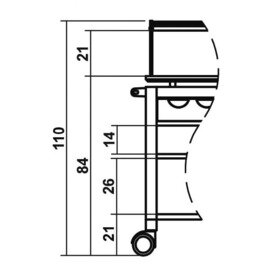 Servierwagen wengé  | 3 Borde 1050 x 550 mm mit Haube mit Besteckablage Oberplatte mit Wanneneinsatz Produktbild 1 S