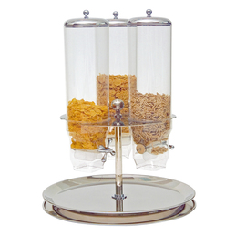 Cerealiendispenser INOX CLASSIC 3 x 3 ltr | Bedienung per Drehknopf Edelstahl drehbar Produktbild