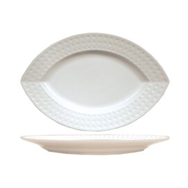 Platte SATINIQUE Porzellan weiß Linienrandrelief oval | 225 mm  x 150 mm Produktbild