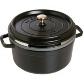 Cocotte 5 ltr Gusseisen mit Deckel schwarz mit Dämpfeinsatz  Ø 260 mm  | angegossene Griffe Produktbild