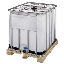 IBC Behälter  • transparent  | 1050 ltr | 1200 mm  x 1000 mm  H 1170 mm | mit Holzpalette Produktbild