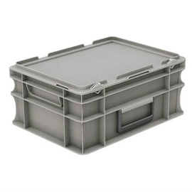 Transportbehälter | Kofferkiste mit Deckel Euronorm grau 15 ltr | 400 mm x 300 mm H 183 mm Produktbild 0 L