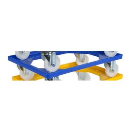 Transportgestell blau 2 Lenk-, 2 Bockrollen Polyamid 620 mm  x 420 mm  H 155 mm Produktbild