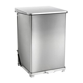 Industrieller Tritt-Mülleimer 152 ltr Edelstahl dämpfender Deckel mit Fußpedal matt feuerfest  L 535 mm  B 538 mm  H 780 mm Produktbild