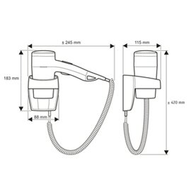 Haartrockner PREMIUM zur Wandbefestigung weiß 1100 Watt Produktbild 1 S