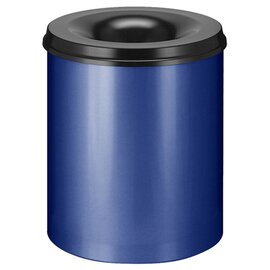 Papierkorb 80 ltr Edelstahl schwarz blau Einwurföffnung feuerlöschend Ø 465 mm  H 540 mm Produktbild