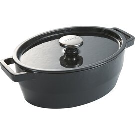 Mini Casserole 0,4 ltr Gusseisen mit Deckel dunkelgrau oval 155 mm  x 117 mm  H 66 mm Produktbild