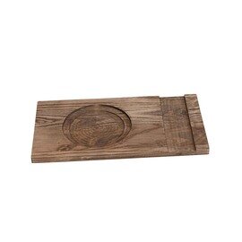 Speisebrett Naturell Rechteck Holz dunkel geölt | Teller- und Besteckaussparung | 380 mm  x 200 mm Produktbild