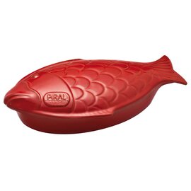 Fischkochtopf LINEA GOURMET 2 ltr Ton mit Deckel rot fischförmig 330 mm  x 190 mm  H 90 mm Produktbild