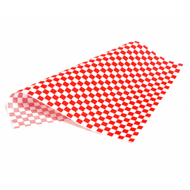 Snackpapier 340 mm x 280 mm | Kästchenmuster rot | weiß Produktbild