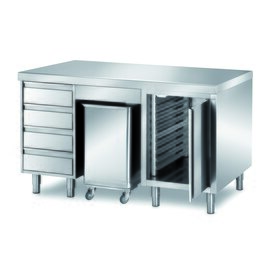 Schranktisch | 1600 mm x 700 mm H 870 mm mit Zutatenbehälter mit 4 Schubladen mit 1 Flügeltür Produktbild