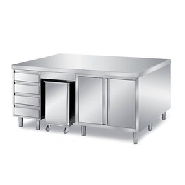 Schranktisch | 2000 mm x 1400 mm H 870 mm mit 1 Zutatenbehälter mit 4 Schubladen mit 2 Flügeltüren Produktbild