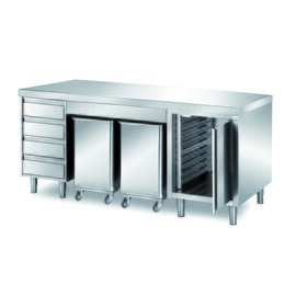 Schranktisch | 2000 mm x 800 mm H 870 mm mit 2 Zutatenbehälter mit 4 Schubladen mit 1 Flügeltür Produktbild