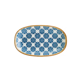Platte 150 mm x 90 mm oval LOTUS Gourmet Porzellan Dekor floral weiß | blau Produktbild