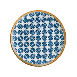 Teller flach Ø 210 mm LOTUS Gourmet Porzellan mit Dekor floral weiß | blau Produktbild