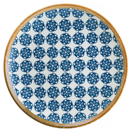 Teller flach Ø 305 mm LOTUS Gourmet Porzellan mit Dekor floral weiß | blau Produktbild