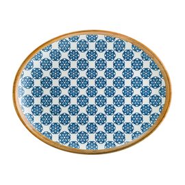 Platte 310 mm x 240 mm oval LOTUS Moove Porzellan Dekor floral weiß | blau Produktbild