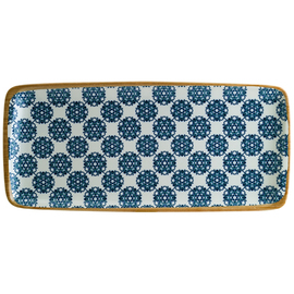 Platte 340 mm x 158 mm rechteckig LOTUS Moove Porzellan Dekor floral weiß | blau Produktbild
