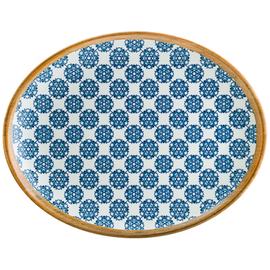 Platte 360 mm x 280 mm oval LOTUS Moove Porzellan Dekor floral weiß | blau Produktbild