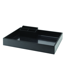 Welcome Tray Leatherette Kunstleder schwarz 2-teilig | 400 mm  x 300 mm Produktbild