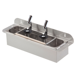 Doppel-Portioniererdusche zur Wandbefestigung Silver WATERSTOP Unlimited mit Zusatzhähne | Blende | 608 mm x 182 mm H 60 mm Produktbild