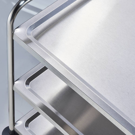 Servierwagen aus Edelstahl, mit drei Borden, 860 x 540 x 920 mm (BxTxH) Produktbild 6 S