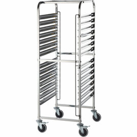 Tablettwagen aus Edelstahl, passend für 14 x GN 1/2, 590 x 670 x 1735 mm (BxTxH) Produktbild