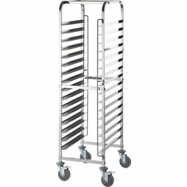 Tablettwagen aus Edelstahl, passend für 16 x Tablett 600 x 400 mm, 470 x 620 x 1735 mm (BxTxH) Produktbild