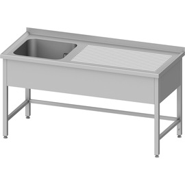 Spültisch ohne Grundboden, 1500x600x850 mm, mit einem Becken links, mit Aufkantung, verschweißt Produktbild
