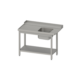 Zulauftisch, Korbführung mit Gefälle, mit Grundboden und einem Becken 1800x750x880 mm, Anbauseite links, mit Aufkantung, verschweißt Produktbild