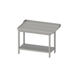 Ablauftisch, Korbführung mit Gefälle, mit Grundboden 900x750x880 mm, Anbauseite links, mit Aufkantung, verschweißt Produktbild