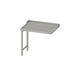 Ablauftisch, Korbführung mit Gefälle, auf zwei Beinen 800x750x880 mm, Anbauseite links, mit Aufkantung, verschweißt Produktbild