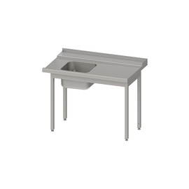 Zulauftisch, Korbführung mit Gefälle, ohne Grundboden mit einem Becken 1600x750x880 mm, Anbauseite rechts, mit Aufkantung, verschweißt Produktbild