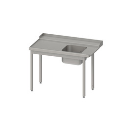 Zulauftisch, Korbführung mit Gefälle, ohne Grundboden mit einem Becken 1600x750x880 mm, Anbauseite links, mit Aufkantung, verschweißt Produktbild
