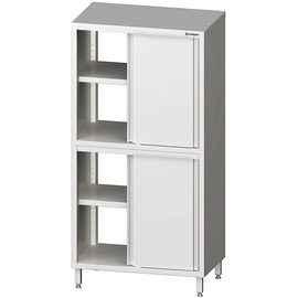 Durchreiche-Hochschrank mit Schiebetüren, 900x700x2000 mm, mit zwei Schrankräumen, verschweißt Produktbild
