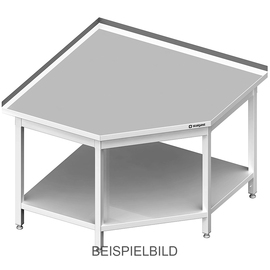 Eckarbeitstisch mit Grundboden, 1200x1200x850 mm (Anbau: 600/600 mm), ohne Aufkantung, verschweißt Produktbild