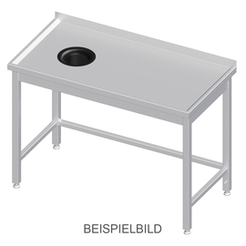 Arbeitstisch ohne Grundboden, 900x600x850 mm, mit Abfallloch links, ohne Aufkantung, verschweißt Produktbild