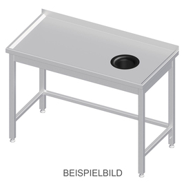 Arbeitstisch ohne Grundboden, 1500x600x850 mm, mit Abfallloch rechts, ohne Aufkantung, verschweißt Produktbild